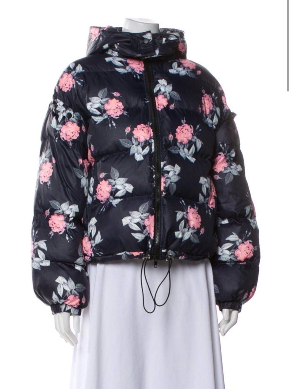 Walter Baker Navy Puffer Jacket with Pink Floral Print